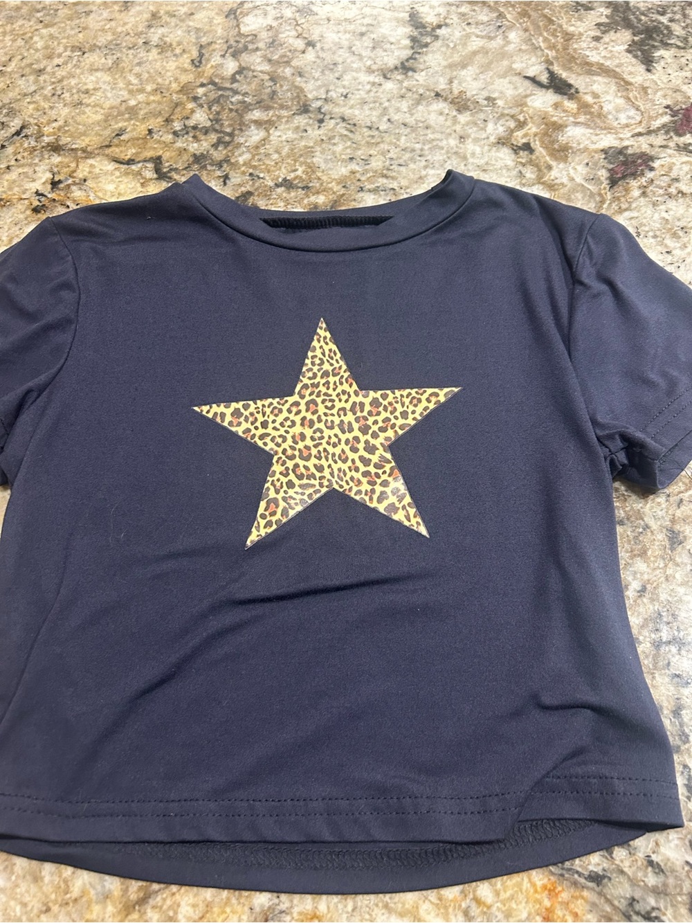 Navy Kids Short-Sleeve Tee with Leopard Star